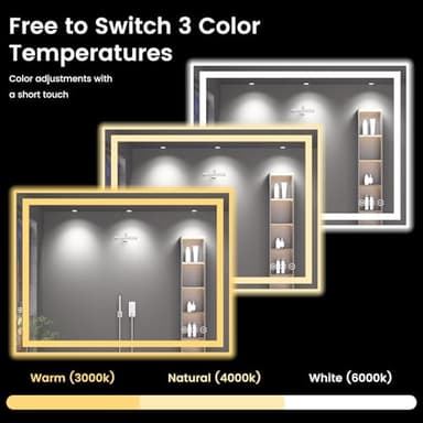 40X30 LED Bathroom Mirror with Lights, Anti-Fog, Backlit + Front Lit, Lighted Bathroom Vanity Mirror for Wall, Memory Function, Dimmable, Tempered Glass, Shatter-Proof, ETL Listed - Image 4