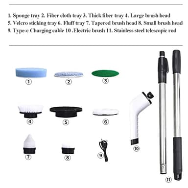 MGLSDeet Electric Spin Scrubber Scrub Brush, Retractable Handle Rechargeable Cleaning Brush with 7 Replaceable Brush Heads, Cordless Power Spin Scrubber 90Mins for Bathroom Shower Bathtub Glass Car - Image 9