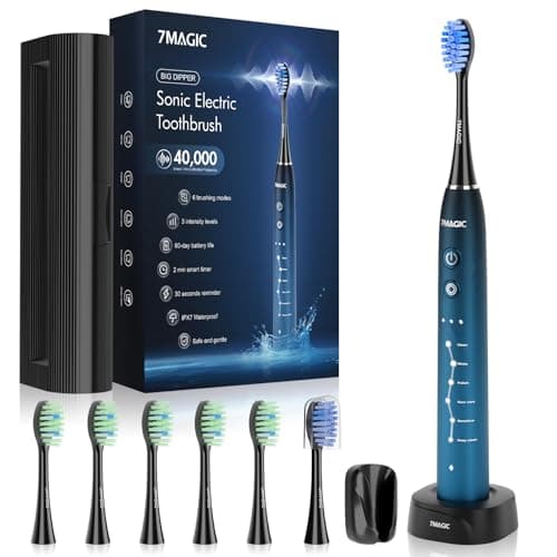 Sonic Electric Toothbrush for Adults, Rechargeable Toothbrush with 6 Mode & 3 Intensity, 40000VPM Toothbrush with 6 Brush Heads, Travel Case, 60 Days Battery Life, Wireless Charging, 2-Min Smart Timer - Image 1