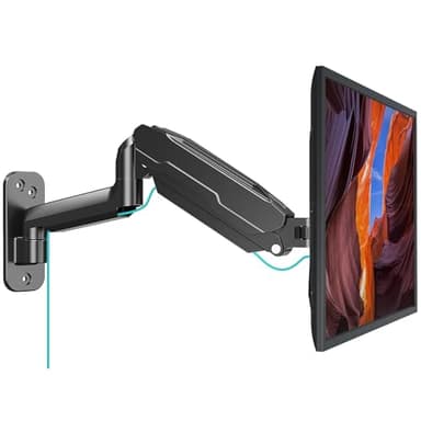 MOUNT PRO Single Monitor Wall Mount for 13 to 32 Inch Computer Screens, Gas Spring Monitor Arm Holds Up to 17.6lbs, Full Motion Adjustable Wall Bracket, VESA Mount 75x75, 100x100, Black - Image 1