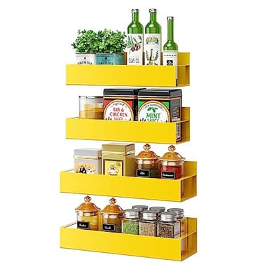 Vetacsion 4 Pack Moveable Fridge Magnetic Spice Racks,Metal Yellow - Image 8