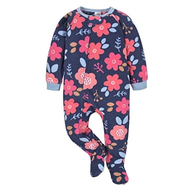 Gerber Baby Girls Toddler Loose Fit Flame Resistant Fleece Footed Pajamas 2-Pack Floral Blue 5T - Image 3