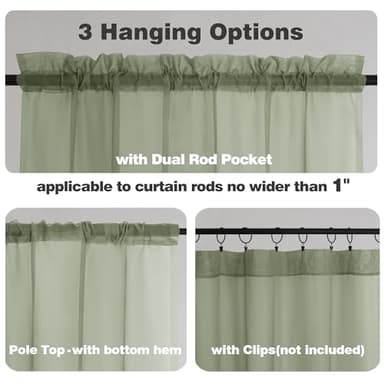 Chyhomenyc Sheer Window Curtains 144 inch Extra Long 2PCS, Airy Scarf Drapes Rod Pocket Window Treatments for Christmas/Wedding/Living Room/Anniversary, 12FT L, 42Wx144L, Sage Green - Image 3