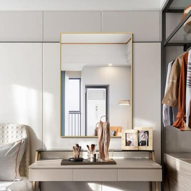 Koonmi Gold Mirrors for Wall, 30x48 Inch Bathroom Mirror, Rectangular Wall Mirror for Living Room Bedroom Bathroom, Hangs Horizontally or Vertically - Image 5