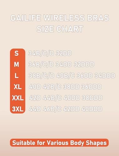 Gailife Womens Wireless Push Up Bras for Women No Underwire Seamless Full Coverage Supportive T Shirt Everyday Bras -XL,GR - Image 6