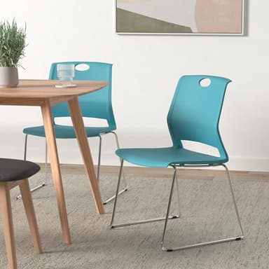 Sidanli Blue Stacking Chairs-Set of 4 - Image 2