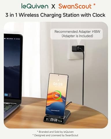 Wireless Charger for Samsung Devices, Wireless Charging Station for Galaxy S25 Ultra/S25+/S25/Z Flip7/Z Fold/S24 Ultra/S23/S22/S21, for Galaxy Watch 8/8 Classic/7/Ultra/6/5 Pro/5/4, Galaxy Buds3 Pro - Image 3