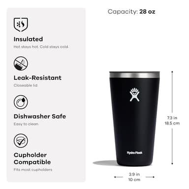 Hydro Flask All Around Tumbler Press-in Lid, Insulated Travel Mug, Stainless Steel Coffee Cup 28 Oz Surf Blue - Image 2