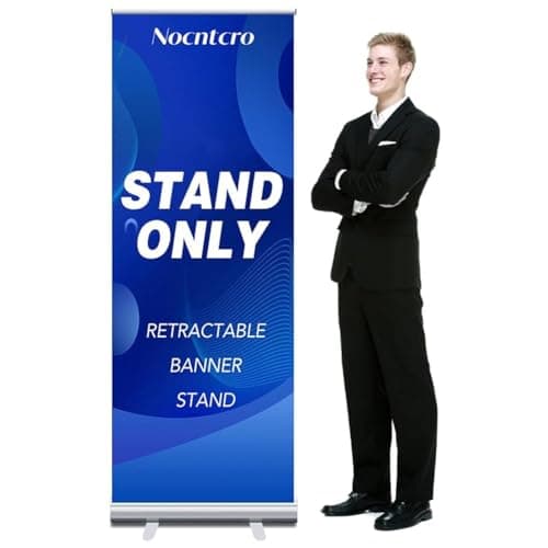Nocntcro Retractable Banner Stand Only Retractable Banner Roll Up Banner Stand for Display Trade Show Stand Retractable Sign Stand 23×64 Inch - Image 1