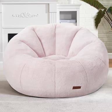 Hobestluk Bean Bag Chairs Large Bean Bag Couch for Adults Stuffed Sofa Chair Comfy Giant Bean Bag Chair with Spacious Design for Reading, Playing or Relaxing (Pink) - Image 1