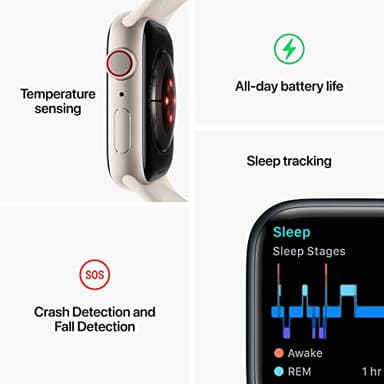 Apple Watch Series 8 (GPS + Cellular, 45mm) - Midnight Aluminum Case with M/L Midnight Sport Band (Renewed Premium) - Image 5