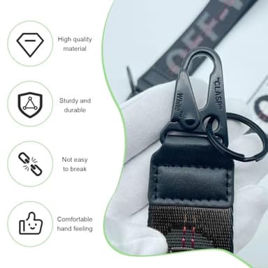 DXNQ Car Keychain, Fabric Keychain Wrist Lanyard, Key Ring for Cars Keys Wallets Jeans Decoration, Car Accessories (Black) - Image 4