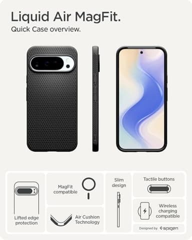 Spigen for Pixel 10/10 Pro Case, Liquid Air MagFit (2025) [Designed for Pixelsnap, Compatible with MagSafe Accessories] - Matte Black - Image 3