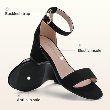 LAURMOSA Girls Black Dress Shoes Tween Formal Open Toe Sandals Tween Heels Size 2 Flower Girls Dress Sandals for Wedding Kids High Heels Fancy Shoes Dance Prom Party(L1008NuBlack 2) - Image 6