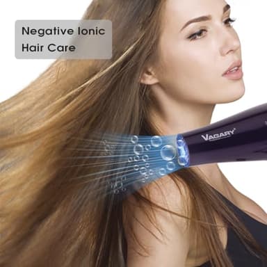 VAGARY 6690A Salon Pro Hair Dryer for Women,2200w Powerful AC Motor Fast Drying, Ionic Blow Dryer for Thick Hair,2 Speeds and 2 Heat Settings 1 Cool Shot Button(1 Diffuser and 1Concentrator) - Image 2