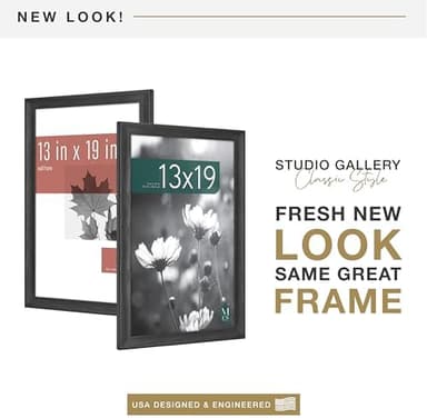 MCS Studio Gallery Classic 13x19 Picture Frame Black Woodgrain Engineered Wood, Vertical & Horizontal Wall Hanging Large Picture Frame for Photos, Posters & Art Prints (1-Pack - Image 3