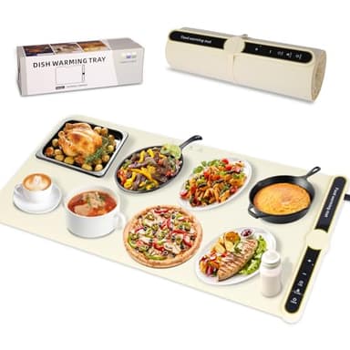 31.8 inches Silicone Warming Mat for Food, Fast Full Surface Heating Electric Warming Tray, 9 Level Temperature Adjustable Warming Kitchen Mat, Roll Up Food Warmer Mat for Countertop, Party, Travel - Image 8