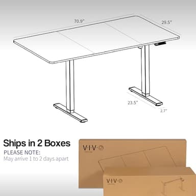 VIVO Electric 71 x 30 in Standing Desk, Memory Height Adjustment, 1B Series, Dark Gray Top Black Frame, DESK-KIT-1B7G - Image 3