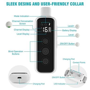 Bousnic Dog Shock Collar for 2 Dogs - (8-120lbs) Waterproof Rechargeable Electric Dog Training Collar with Remote for Small Medium Large Dogs with Beep Vibration Safe Shock Modes(Grey) - Image 6