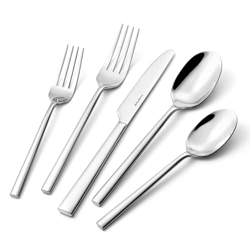 KINGSTONE Silverware Set, 40-Piece Forged Flatware Set Cutlery Set Premium Stainless Steel, Service for 8, for Kitchen, Home, Wedding, Party, Mirror Polished and Dishwasher Safe - Image 1