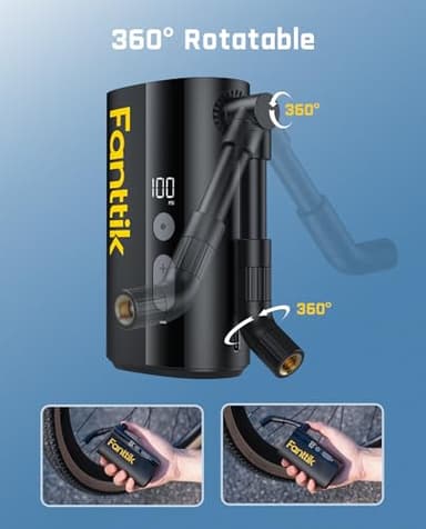 Fanttik X9 Ace Mini Bike Pump, 32s Fast Inflate Bike Pump with Gauge, 150PSI Electric Air Pump with Presta and Schrader Valve, Suitable for Mountain Bike, Road Bike, Electric Bike, MTB - Image 6
