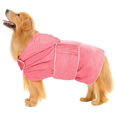 Avont Dog Bathrobe - Super Absorbent Pet Drying Towel Bath Robes After Bath Shower Swim Wet Walk for Puppies -Pink(XXL) - Image 1