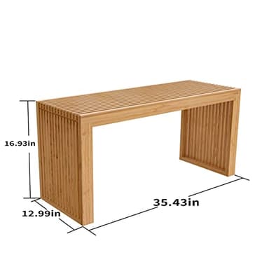APRTAT Bamboo Dining Bench, 35 Inch Farmhouse Decor Indoor Kitchen Table Bench with Outdoor & Entryway Functionality - Image 3