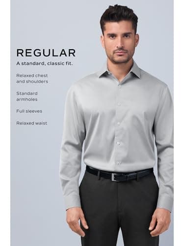Van Heusen Men's Dress Shirt Regular Fit Poplin Solid, White, 15" Neck 34"-35" Sleeve - Image 5