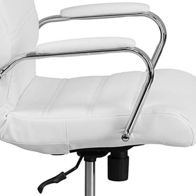Flash Furniture Whitney High-Back Swivel LeatherSoft Desk Chair with Padded Seat and Armrests, Adjustable Height Padded Office Chair, White/Chrome - Image 14