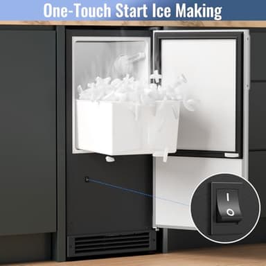 IECIVC Under Counter Crescent Ice Maker Machine, 15'' W Drainless Built-in Ice Maker, 25 LBS/Day with 22 LBS Storage Bin, Perfect for Commercial Home Bar, No Drain - Image 6