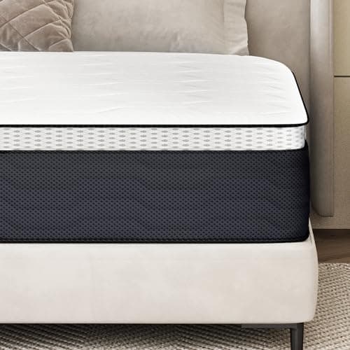 Z-hom King Mattress 14 Inch, Hybrid Spring Mattress in a Box, Foam Innerspring with Motion Isolation & Pressure Relief for King Bed Frames, Medium Soft, White Grey - Image 1