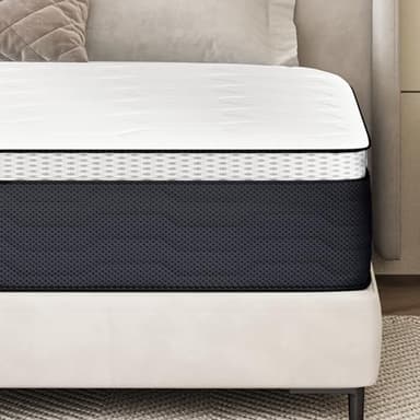 Z-hom King Mattress 14 Inch, Hybrid Spring Mattress in a Box, Foam Innerspring with Motion Isolation & Pressure Relief for King Bed Frames, Medium Soft, White Grey - Image 1