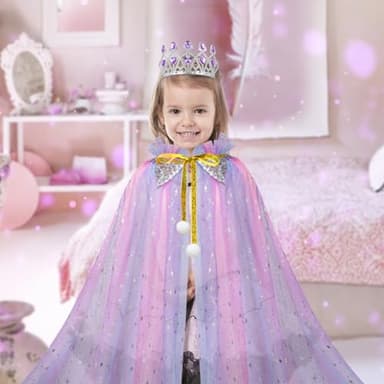 Meland Princess Dress up Clothes for Girl, 11Pcs Princess Cape with Kid Crown Toys,Dresses for Girl 3,4,5,6,7,8 Birthday Gift - Image 7