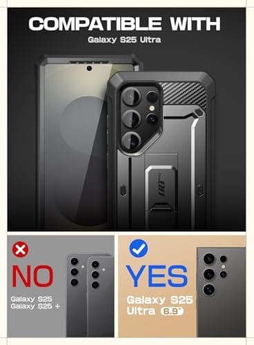 SUPCASE for Samsung Galaxy S25 Ultra Case with Stand (Unicorn Beetle Pro), [2 Front Frames] [Built-in Screen Protector & Belt-Clip] Military-Grade Protection Phone Case for S25 Ultra 6.9 Inch, Black - Image 2