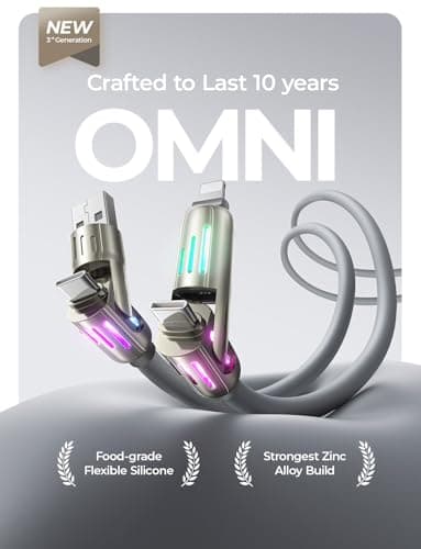 LISEN USB C to Lightning Cable, 240W 4 in 1 Charging Cable 6.6FT, Chubby USB A/C to C/Lightning with Light for iPhone Air 17 16 15 14 Pro/MacBook/iPad/Samsung/Switch 2, Multi Chargers for All Devices - Image 2