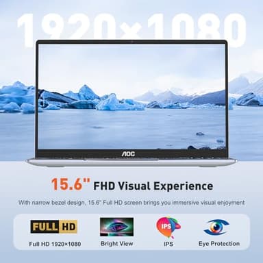 AOC 15.6" Laptop for Students and Business, 2025 Laptop Computer with Intel N97 Processor(Up to 3.6GHz), 16GB RAM, 512GB ROM, HD IPS Display Windows 11 Laptop, Webcam, Metal Shell, Light&Thin, Type-C - Image 5