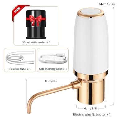 BLUBYEES Electric Wine Aerator Pourer with Stopper, Automatic Wine Bottle Dispenser Machine with USB Rechargeable and Multi-Smart Wine Decanter, Best Wine Gifts for Wine Lovers - Image 5