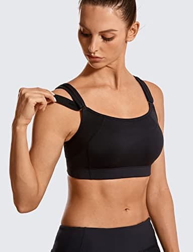 SYROKAN Front Adjustable Sports Bras for Women High Impact Wirefree Comfort No Bounce Support Workout Running Bra Black 38DD - Image 2