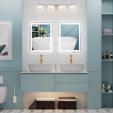 20"x 28" LED Bathroom Mirror, 3 Colors Vanity Mirror with Lights, Front and Backlit Bathroom Mirror with Lights, LED Smart Mirror for Bathroom, Tempered Glass, Anti-Fog, Stepless Dimmable, Memory - Image 6