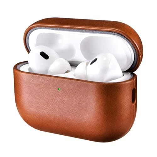ICARER AirPod Pro 3 Case, 100% Geniune Leather Case, Handmade Top Grade Vintage Cover, Shockproof Protective Cover Support Wireless Charging, Compatible with AirPods Pro 3 2025 Model (Brown) - Image 1