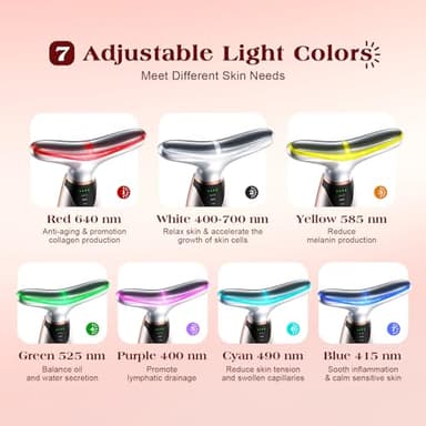 Pedete Facial Massager, 7 Colors Red Light Therapy for Face and Neck, Face Lift Device with 113°F Heating Vibration for Multi Skin Care - Image 2