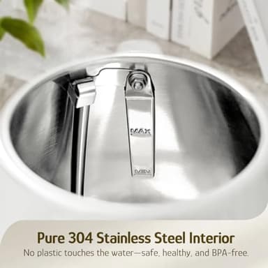 Hazel Quinn Retro Electric Kettle - 1.7 Liters / 57.5 Ounces Tea Kettle with Thermometer, All Stainless Steel, 1200 Watts Fast Boiling, BPA-free, Cordless, Automatic Shut Off - Pearl White - Image 3