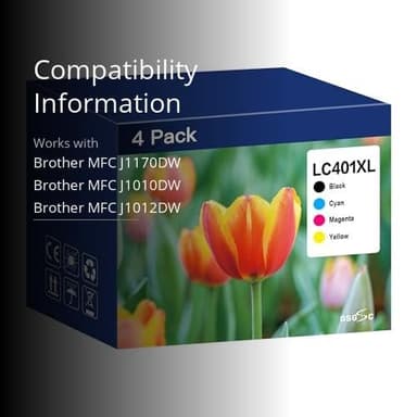 LC401XL Ink Cartridges for Brother Printer Ink LC401 4 Pack Compatible High Yield Work with Brother MFC-J1010DW MFC-J1012DW MFC-J1170DW Printer ( Black, Cyan, Magenta, Yellow) - Image 3