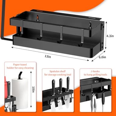 GAGUIUP Griddle Caddy for Blackstone 17"/28"/36" Griddles/Prep Cart, Grill Caddy Blackstone Griddle Accessories Storage Organize with Paper Towel Holder & 4 Hooks for Outdoor BBQ Grill Accessories - Image 3