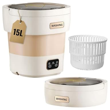 small portable washing machine15L with Spin Basket – Small Washer portable for Underwear, Delicate Clothes, and Light Laundry – Ideal for Apartments, Dorms, Hotels, and Camping. - Image 1