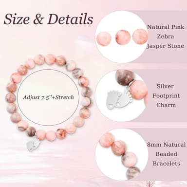 New Mom Gifts as First Mothers Day Gifts for New Mom After Birth, 1st Mothers Day Gifts as Footprint Charm Mama New Mom Bracelet for Women, New Mom Jewelry as Pregnant Mothers Day Gifts Ideas for Her - Image 6