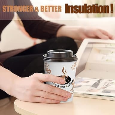 Qunclay 100 Pack 12 oz Double Wall Disposable Paper Coffee Cups with Lids, Insulated To Go Coffee Cup, Hot Drinking Cups for Daily use - Image 6