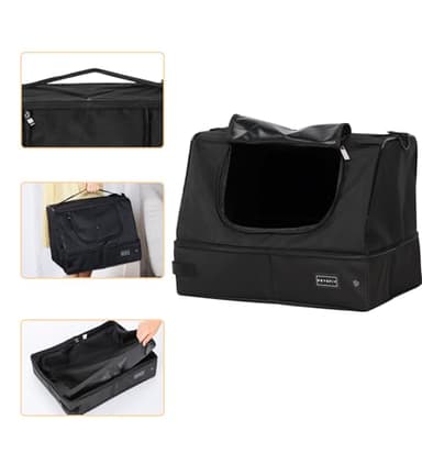 PETSFIT Portable Cat Litter Box - Removable 2-Layer Leak-Proof Lining, Scratch-Resistant Fabric with Sturdy Support Frame, Travel & Collapsible Cat Litter Box Black - Image 8