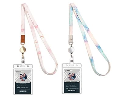 Cute Lanyard id Holder Durable Retractable Lanyards for ID Badges,Waterproof ID Badge Holder for Cruise Ships Key Cards (Cool Marble) - Image 1