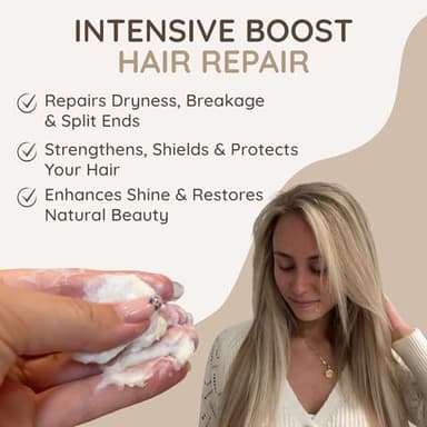 VITAMINS hair cosmetics Keratin Hair Mask - Protein Repair Keratin Treatment - Deep Conditioner for Dry, Damaged, Curly, Straight & Frizzy Hair with Biotin, Collagen & Castor Oil - 8.5 Fl Oz - Image 4